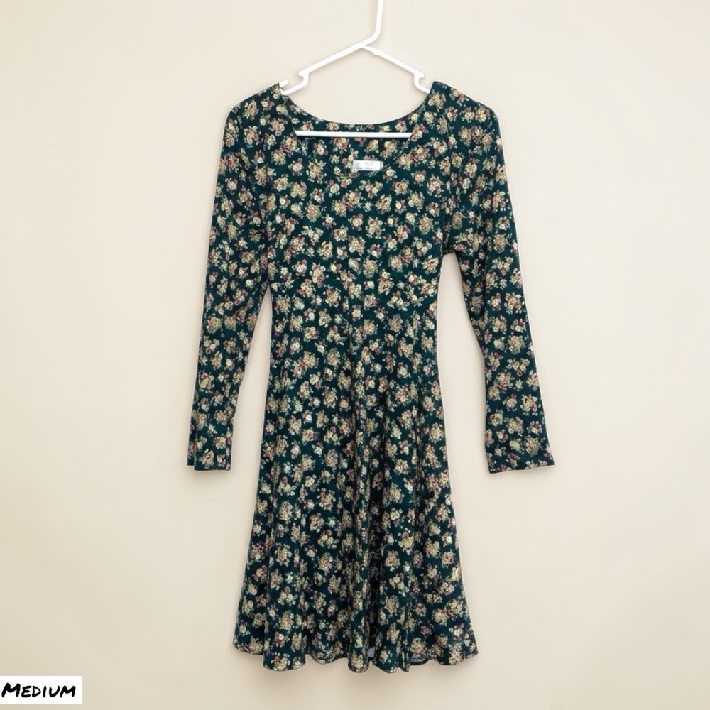 Vintage 90s Eleven Fashion Floral Dress Women MED Rayon USA Prairie Cottagecore